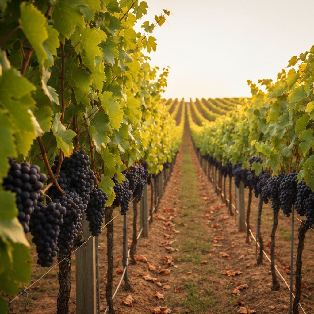 Vinhedo com uvas maduras
